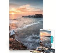 Sunset on Lake Sea Boat Puzzles for Adults 1000 Pieces Brain Challenge Toy Calm Mind Clear Cut Art Collection Piece (38x26cm)