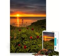 Sunset on Lake Sea Boat Teenager Jigsaw Puzzles 1000 Pieces Memory Boost Home Activity Pattern Assembly Perfect Present (38x52cm)