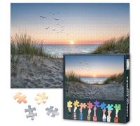 Sunset On Ocean Puzzles for Adults 1000 Pieces, Dune Beach Jigsaw Puzzles, Adult Puzzle for Adults, Educational Fun Games or Toys for Elders Friends 20X27 INCH
