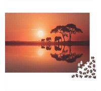 Sunset on The African Savanna Jigsaw Puzzles Challenge Toy Educational Games Home Decoration for Adults& Teenager Age 14 Years Up 1000pcs (75x50cm)