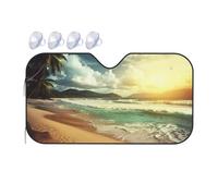Sunset on The Beach Car Windshield Sun Shade Foldable Reflector Sunshade for Car Front Window and Interior Sun Protection, Universal Auto Sun Blocker Visor Protector Small