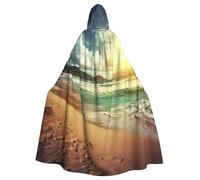 Sunset on The Beach Cloak with Hood Halloween Medieval Hooded Cape for Cosplay Costumes for Men Women