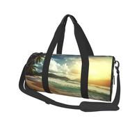 Sunset on The Beach Duffle Bag for Women Men Personal Item Travel Bag Canvas Weekender Overnight Bag Lightweight Sports Tote Gym Bag Carry On Luggage Bag, Black, One Size
