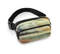 Sunset on The Beach Fanny Pack for Women Men Waist Bag Belt Bag Adjustable Casual Bag for Travel Sports Hiking, white, 7.9x5.1inches