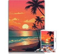 Sunset on The Beach for Adults 1000 Piece Puzzle Educational Fun Learning Activity Game Perfect Thoughtful Gift for Any Occasion Size 50x75cm