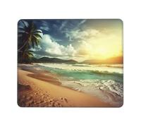 Sunset on The Beach Mouse Pad with Stitched Edge, Personalized Premium-Textured Computer Mouse Mat with Non-Slip Rubber Base, Waterproof Gaming Mousepad for Laptop, Office Home 7.9 x 9.5 in