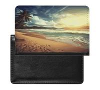 Sunset on The Beach Passport Holder Vaccine Card Holder Waterproof Passport Wallet Travel Document Organizer for Airport Essentials