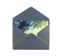 Sunset On The Beach Print Horizontal Gold-Edged Pearl Greeting Card W/Envelope-Holiday,Birthday,Anniversary,Party(2pcs)