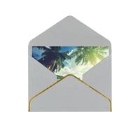 Sunset On The Beach Print Horizontal Gold-Edged Pearl Greeting Card W/Envelope-Holiday,Birthday,Anniversary,Party(2pcs)