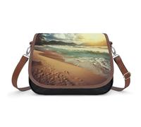 Sunset on The Beach Shoulder Bag for Women Small Crossbody Bag PU Leather Underarm Handbag with Adjustable Strap Cute Hobo Purses for Daily Commute Travel