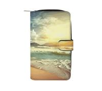 Sunset on The Beach Wallet Multifunctional Wallets for Men Compact Wallet Purse Passport Bag