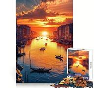 Sunset on The Canal in Imaginary Venice Puzzles for Adults 1000 Pieces Brain Challenge Toy Calm Mind Clear Cut Art Collection Piece (38x52cm)