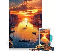 Sunset on The Canal in Imaginary Venice Puzzles for Adults 1000 Pieces Brain Challenge Toy Calm Mind Clear Cut Art Collection Piece (38x52cm)