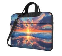 Sunset on the sea Printed Laptop Crossbody Bag Crossbody Briefcase Easy To Use When Traveling For Business, Black, 13 inch
