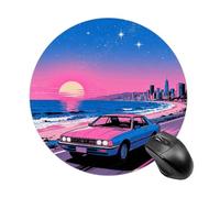Sunset on The Seaside Highway Mouse Pad Round Laptop Mouse Mat Cute Computer Mousepad Keyboard Pad Non-Slip Desk Pads for Gaming Office Work Home