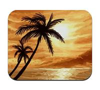 Sunset on Tropical Beach with Palm Trees Hawaii Orange Low Profile Thin Mouse Pad Mousepad