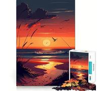 Sunset over A Beach 1000 Piece Jigsaw Puzzle for Teenagers Reason Skill Toy Stress Free Exact Cut Lovely Present (38x26cm)