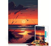Sunset over A Beach 1000 Teenager Pieces Jigsaw Puzzle Mind Exercise Toy Bonding Time Precision Cut Art Collection Piece (50x75cm)
