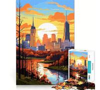 Sunset over A City 1000 Piece Jigsaw Puzzle for Teenagers Reason Skill Toy Stress Free Exact Cut Lovely Present (50x75cm)