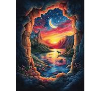 Sunset Over A Magical Canyon Portal 300 Pieces Premium Jigsaw Puzzle Wildlife Plant Adult Jigsaws Educational Challenge Mental Exercise Wall Art Winter Durable Cardboard 300 PCS