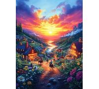Sunset Over A Magical Mountain Valley 300 Pcs Jigsaw Puzzles Wildlife Pet Puzzles for Adults Teens Fun Family Game Team Building Stress Reducing Autumn Gift Durable Recycled Material 300 PCS