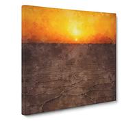 Sunset Over a Salt Lake in Iran Canvas Print | Gallery Wrapped 30mm Frame Wall Art | 14x14 inches | Ready to Hang | Abstract Landscape Picture | Living Room Bedroom Lounge Office