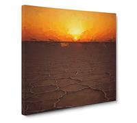 Sunset Over a Salt Lake in Iran Canvas Print | Gallery Wrapped 30mm Frame Wall Art | 20x20 inches | Ready to Hang | Abstract Landscape Picture | Living Room Bedroom Lounge Office