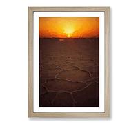 Sunset Over a Salt Lake in Iran in Abstract Framed Print | A2 Oak Framed Wall Art | Ready to Hang | Abstract Landscape Picture | Living Room Bedroom Lounge Office