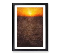 Sunset Over a Salt Lake in Iran Painting Framed Print | A2 Black Framed Wall Art | Ready to Hang | Modern Landscape Picture | Living Room Bedroom Lounge Office