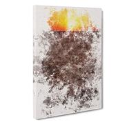 Sunset Over a Salt Lake in Iran Watercolour Canvas Print for Living Room Bedroom Home Office Décor, Wall Art Picture Ready to Hang, 30 x 20 Inch (76 x 50 cm)