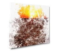 Sunset Over a Salt Lake in Iran Watercolour Canvas Print | Gallery Wrapped 30mm Frame Wall Art | 14x14 inches | Ready to Hang | Modern Landscape Picture | Living Room Bedroom Lounge Office