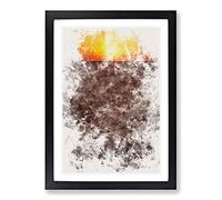 Sunset Over a Salt Lake in Iran Watercolour Framed Print | A2 Black Framed Wall Art | Ready to Hang | Modern Landscape Picture | Living Room Bedroom Lounge Office
