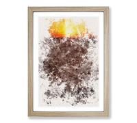 Sunset Over a Salt Lake in Iran Watercolour Framed Print | A2 Oak Framed Wall Art | Ready to Hang | Modern Landscape Picture | Living Room Bedroom Lounge Office