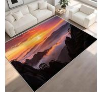 Sunset over a Sea of clouds Non-Slip Flannel Rug 180x270 cm Area Rugs 3D Mountain Landscapes Soft Low Pile Indoor Carpet Suitable for Bedrooms Studies Living Rooms and Hallways (6x9ft) c-185