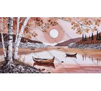 Sunset Over A Serene Lake with Boats and Birch Trees Funny Jigsaw Perfect for Brain Puzzle Lovers Vibrant Illustrations and Quality Piece Great Gift Idea Wooden Puzzles_1000pcs