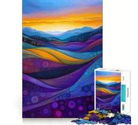Sunset Over Abstract Hills Jigsaw Puzzle for Adults 1000 Pieces Think Smart Toy Home Enjoy Accurate Cut Wall Art Decor (50x75cm)
