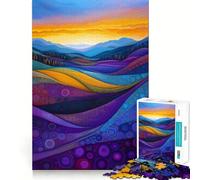 Sunset Over Abstract Hills Jigsaw Puzzles 1000 Pieces for Teenagers Think Game Peaceful Time Quality Edge Perfect Present (38x26cm)