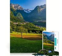 Sunset Over Alpine Village 1000 Piece Jigsaw Puzzles for Adults Jigsaw Memory Lift Slow Enjoy Image Assembly Creative Gift (38x52cm)