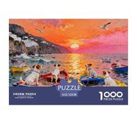 Sunset over Amalfi Coast Wooden Jigsaw Puzzle Waterproof 1000 Piece Puzzles for Adults Gifts Challenging And Brainteasing Home Decoration