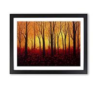 Sunset Over Autumn Forest Vol.1 Framed Print | A3 Black Framed Wall Art | Ready to Hang | Modern Landscape Picture | Living Room Bedroom Lounge Office