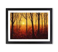 Sunset Over Autumn Forest Vol.2 Framed Print | A3 Black Framed Wall Art | Ready to Hang | Modern Landscape Picture | Living Room Bedroom Lounge Office