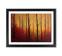 Sunset Over Autumn Forest Vol.4 Framed Print | A2 Black Framed Wall Art | Ready to Hang | Modern Landscape Picture | Living Room Bedroom Lounge Office