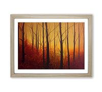 Sunset Over Autumn Forest Vol.4 Framed Print | A4 Oak Framed Wall Art | Ready to Hang | Modern Landscape Picture | Living Room Bedroom Lounge Office