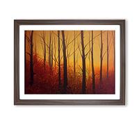 Sunset Over Autumn Forest Vol.4 H1022 Framed Print for Living Room Bedroom Home Office Décor, Wall Art Picture Ready to Hang, Walnut A3 Frame (46 x 34 cm)