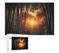 Sunset over Bamboo Forest Family Jigsaw Puzzle, 1000 PCS, for Adults And Families, Shared Puzzle Time for Family And Friends, at Home