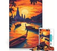 Sunset Over Bangkok Thai for Adults 1000 Piece Jigsaw Puzzle Pure Logic Toy Peaceful Time Sharp Cut Heartfelt Gift (38x26cm)
