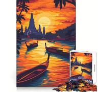 Sunset Over Bangkok Thai for Adults 1000 Piece Jigsaw Puzzle Pure Logic Toy Peaceful Time Sharp Cut Heartfelt Gift (38x26cm)