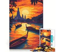 Sunset Over Bangkok Thai Teenagers 1000 Piece Jigsaw Puzzle Mind Exercise Toy Group Play Precision Cut Festival Gift (50x75cm)
