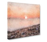 Sunset Over Brighton Beach Canvas Print | Gallery Wrapped 30mm Frame Wall Art | 20x20 inches | Ready to Hang | Abstract Seascape Picture | Living Room Bedroom Lounge Office