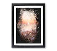 Sunset Over Brighton Beach Paint Splash Modern Framed Wall Art Print, Ready to Hang Picture for Living Room Bedroom Home Office Décor, Black A3 (34 x 46 cm)